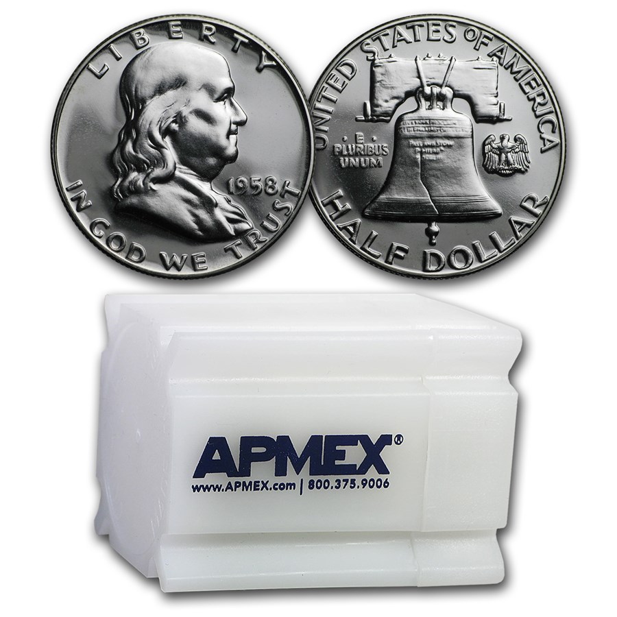 1958 Proof Franklin Half Dollar 20-Coin Roll