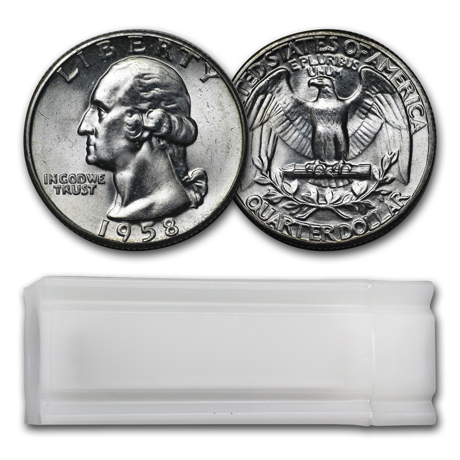 1958 Washington Quarter 40-Coin Roll BU