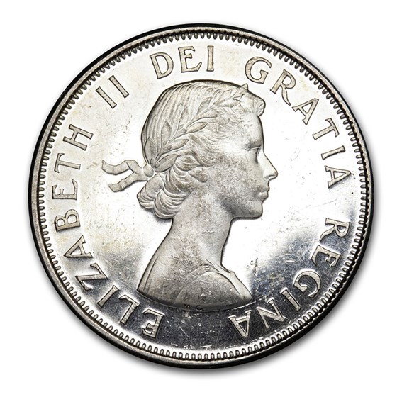 1959-1964 Canada Silver 50 Cents Elizabeth II Avg Circ 1959-1964 Canada Silver 50 Cents Elizabeth II Avg Circ