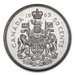 1959-1964 Canada Silver 50 Cents Elizabeth II Avg Circ