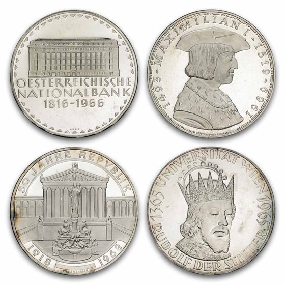 1959-1973 Austria Silver 50 Schilling Commemoratives Proof