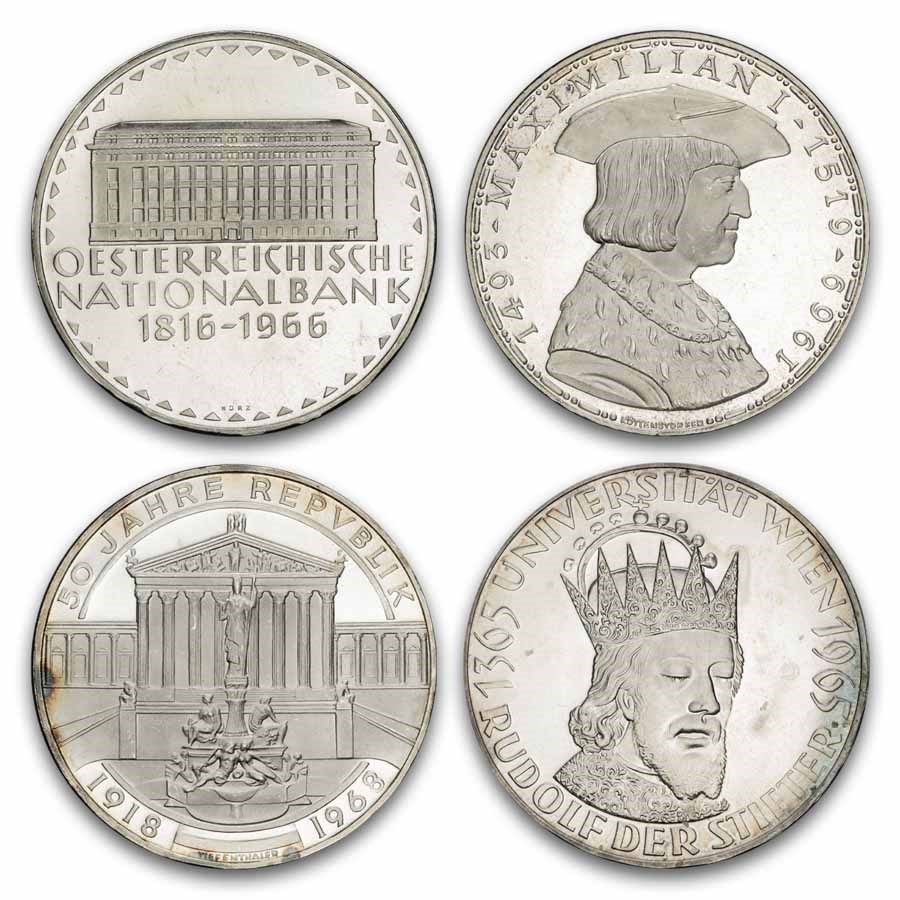 1959-1973 Austria Silver 50 Schilling Commemoratives Proof