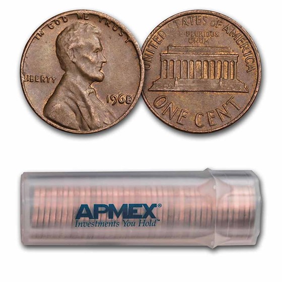 1959-1982 Copper Lincoln Cent 50-Count Roll Avg Circ 1959-1982 Copper Lincoln Cent 50-Count Roll Avg Circ