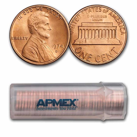 1959-1982 Copper Memorial Cent 50-Coin Roll BU