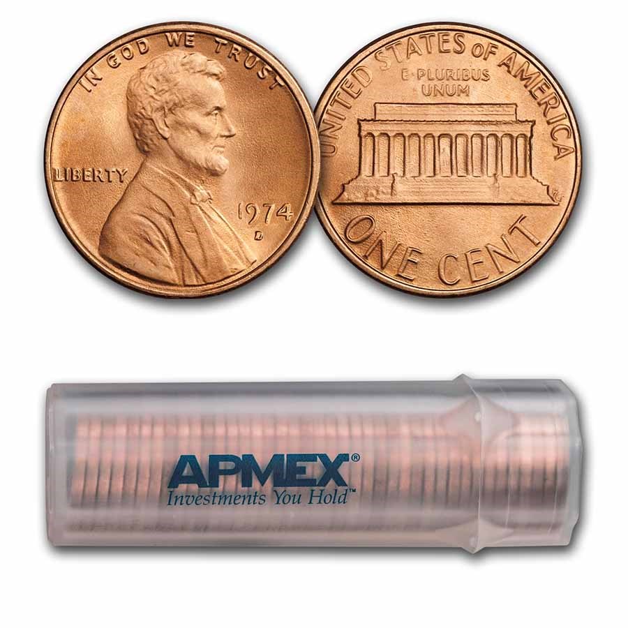 1959-1982 Copper Memorial Cent 50-Coin Roll BU