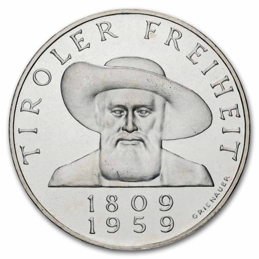 1959 Austria Silver 50 Schilling 150th Tyrol Proof