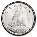 1959 Canada Silver 10 Cents Bluenose Sailboat BU/Prooflike