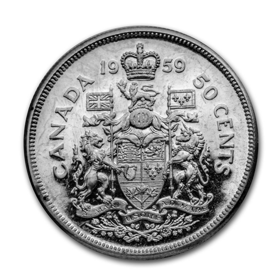 1959 Canada Silver 50 Cents Elizabeth II BU/Prooflike