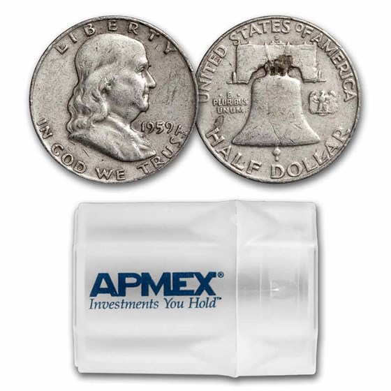 1959-D Franklin Half Dollar 20-Coin Roll Avg Circ 1959-D Franklin Half Dollar 20-Coin Roll Avg Circ