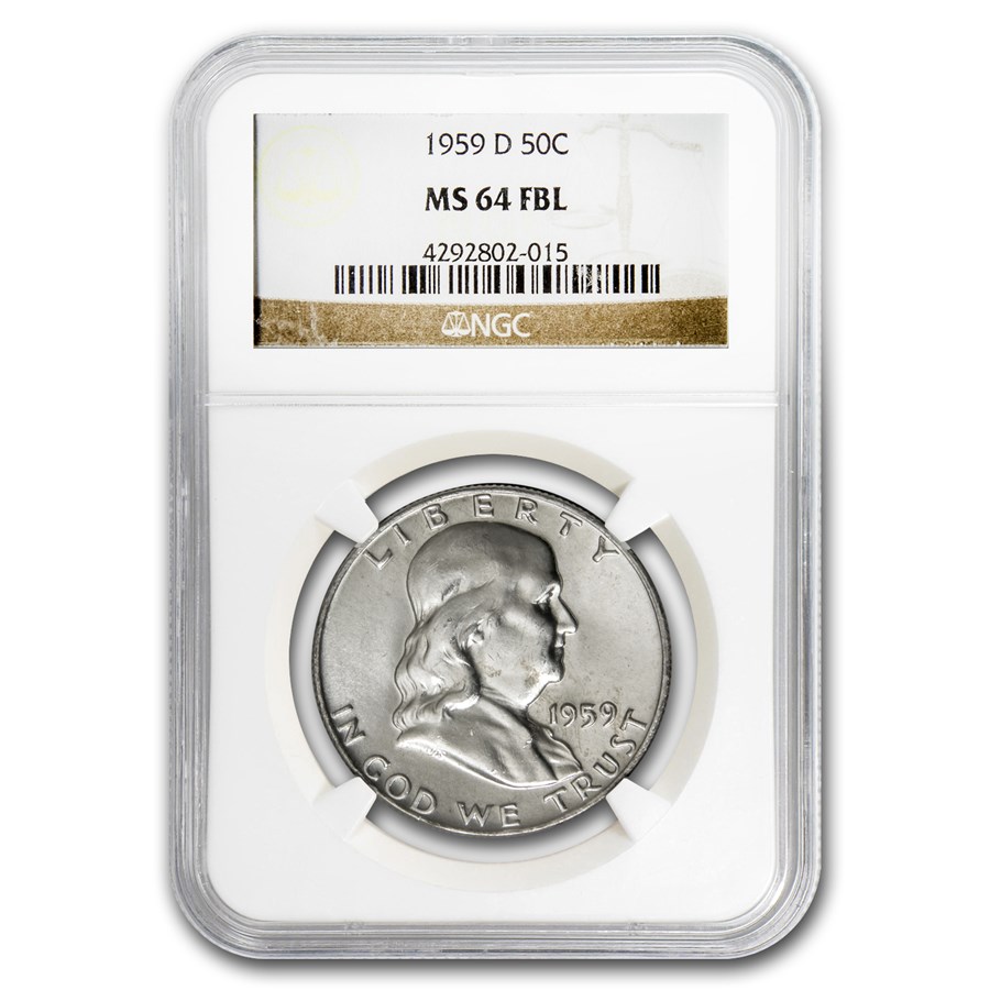 1959-D Franklin Half Dollar MS-64 NGC (FBL)