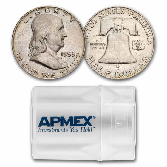 1959 Franklin Half Dollar 20-Coin Roll Avg Circ 1959 Franklin Half Dollar 20-Coin Roll Avg Circ