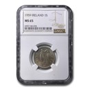 1959 Ireland Shilling MS-65 NGC