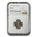 1959 Ireland Sixpence MS-65 NGC