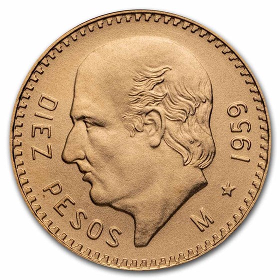 1959 Mexico Gold 10 Pesos BU (New Dies Restrike) 1959 Mexico Gold 10 Pesos BU (New Dies Restrike)