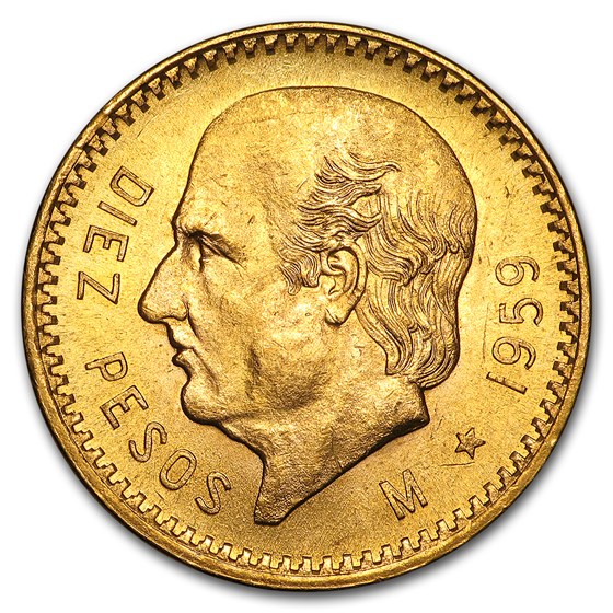 1959 Mexico Gold 10 Pesos BU
