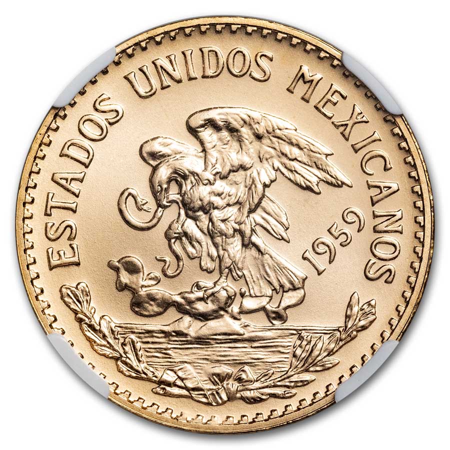 1959 Mexico Gold 20 Pesos MS-69 NGC (Restrike) (Wings)