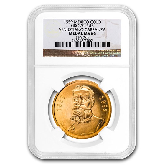 1959 Mexico Gold Medal Carranza Centenary MS-66 NGC 1959 Mexico Gold Medal Carranza Centenary MS-66 NGC
