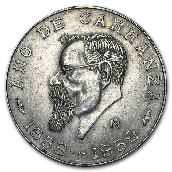 1959 Mexico Silver 5 Pesos Carranza Avg Circ 1959 Mexico Silver 5 Pesos Carranza Avg Circ