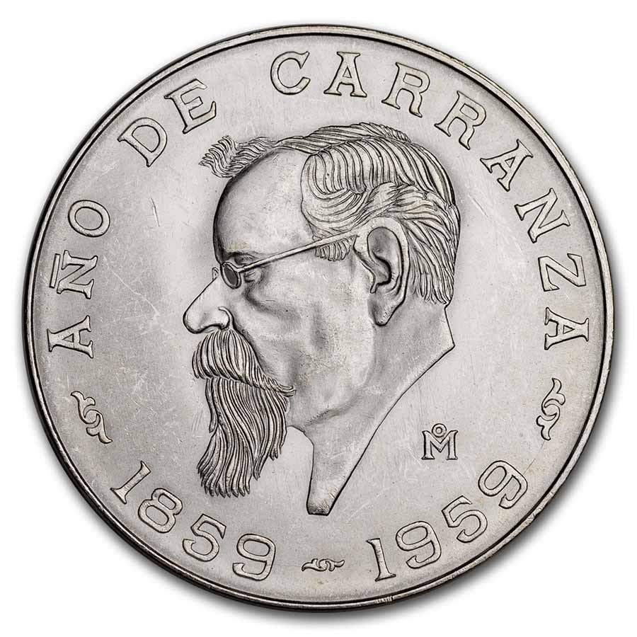 1959 Mexico Silver 5 Pesos Carranza BU