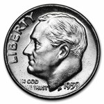 1959 Roosevelt Dime 50-Coin Roll BU (Bank Wrapped)