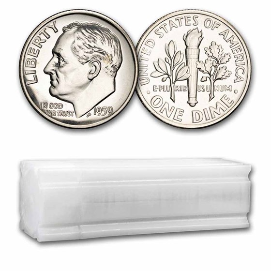 1959 Roosevelt Dime 50-Coin Roll Proof 1959 Roosevelt Dime 50-Coin Roll Proof
