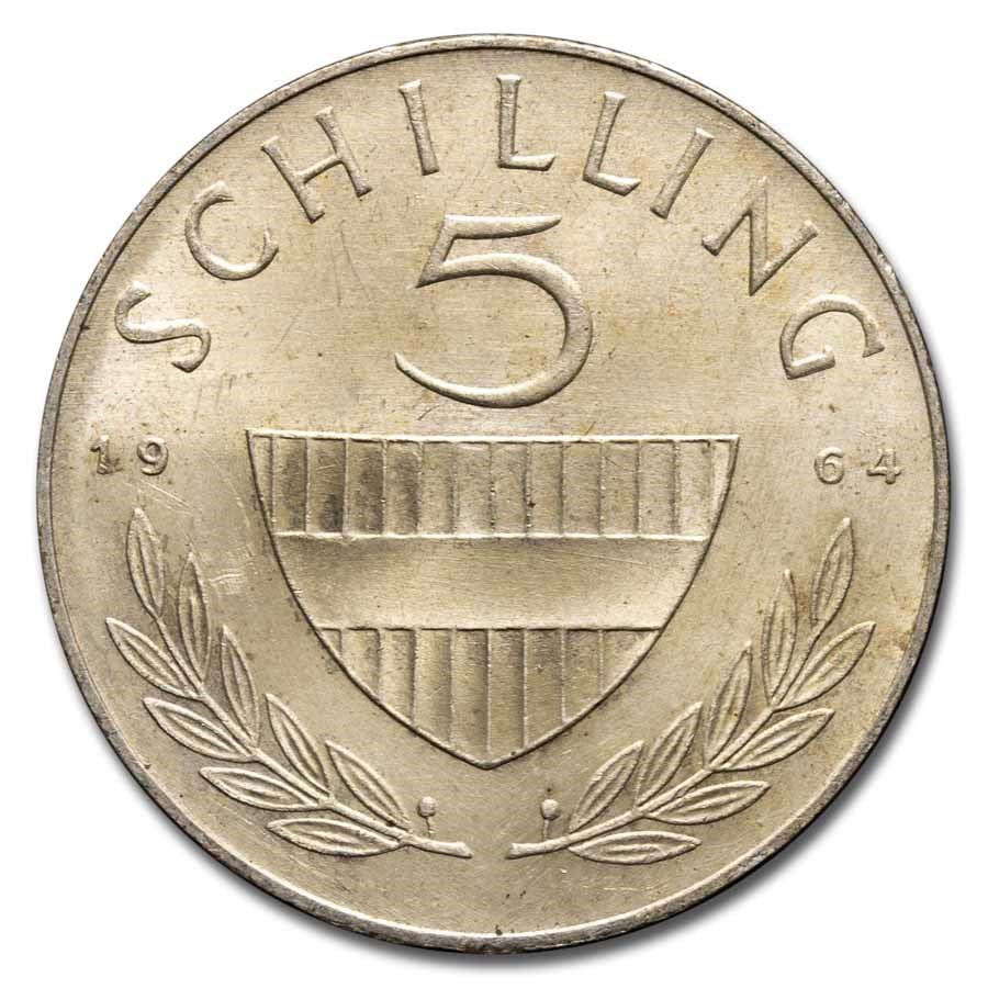 1960-1968 Austria Silver 5 Schilling AU/BU
