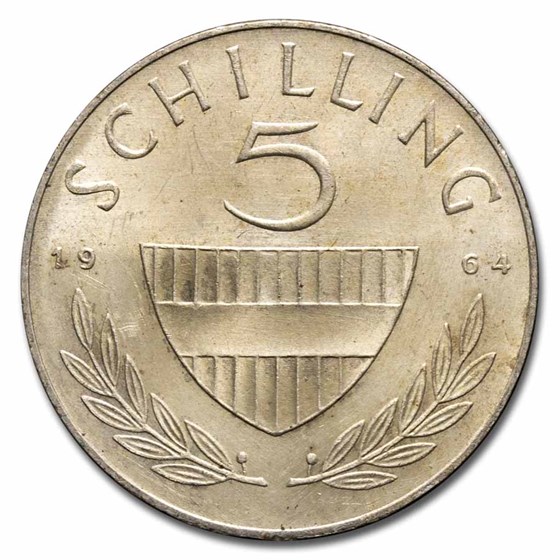 1960-1968 Austria Silver 5 Schilling AU/BU 1960-1968 Austria Silver 5 Schilling AU/BU