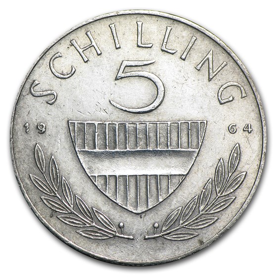 1960-1968 Austria Silver 5 Schilling Avg Circ 1960-1968 Austria Silver 5 Schilling Avg Circ