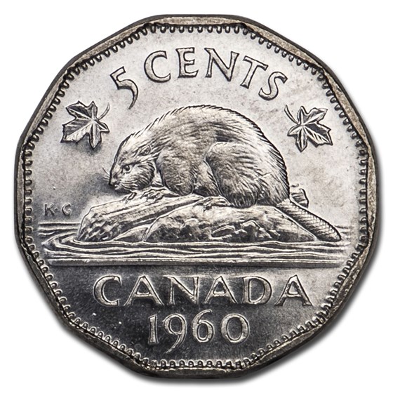 1960 Canada 5 Cents BU (2 dots below "C" variety) 1960 Canada 5 Cents BU (2 dots below "C" variety)