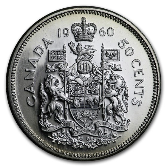 1960 Canada Silver 50 Cents Elizabeth II BU/Prooflike