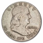 1960-D Franklin Half Dollar 20-Coin Roll Avg Circ