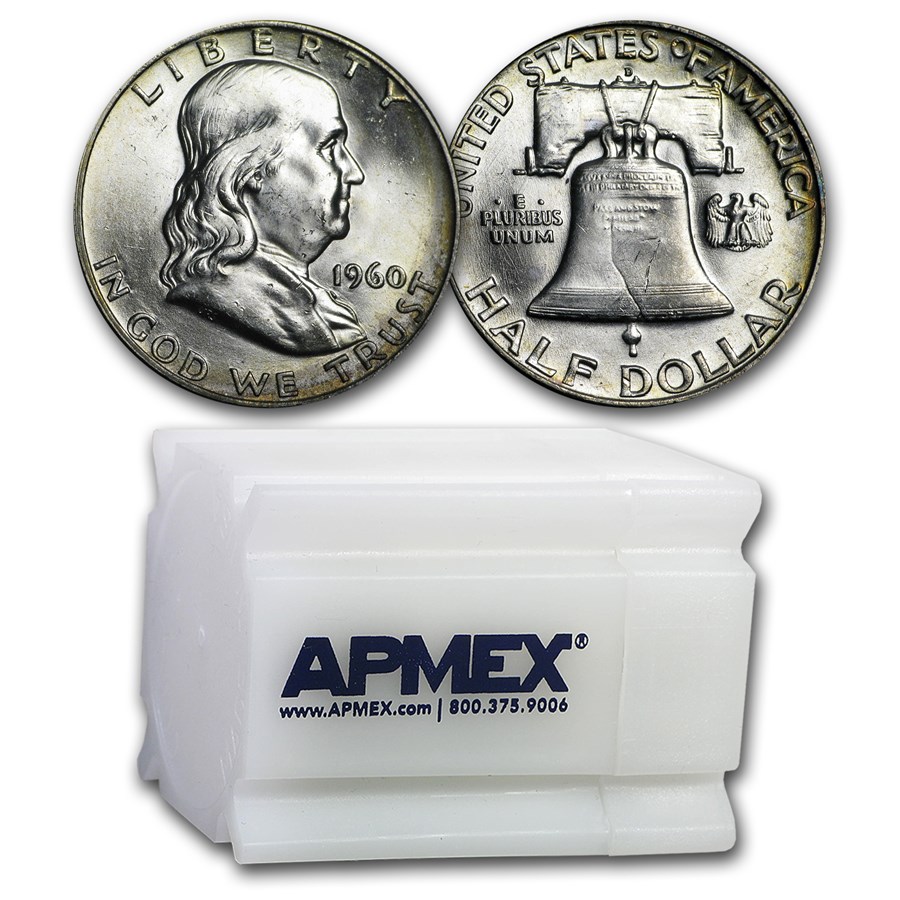 1960-D Franklin Half Dollar 20-Coin Roll BU