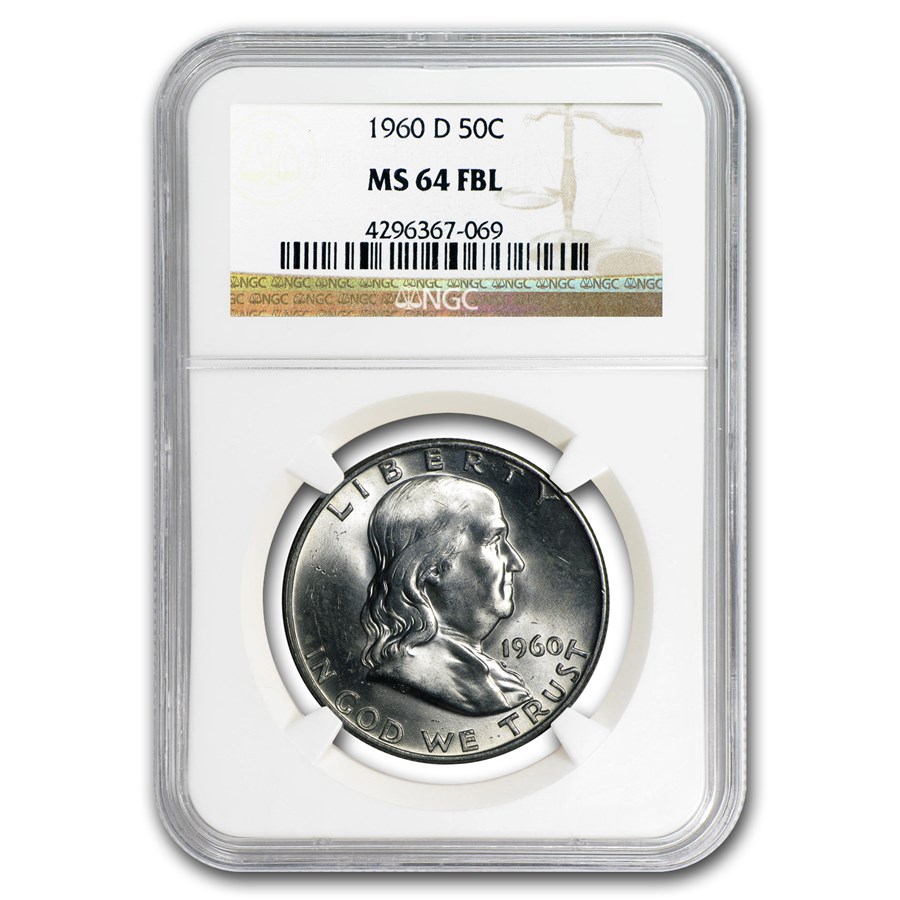 1960-D Franklin Half Dollar MS-64 NGC (FBL)