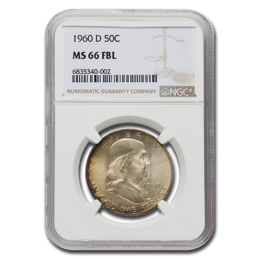 1960-D Franklin Half Dollar MS-66 NGC (FBL)