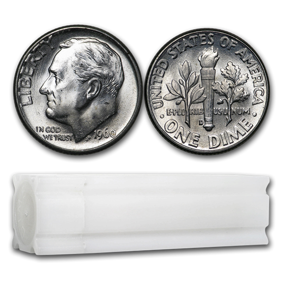 1960-D Roosevelt Dime 50-Coin Roll BU 1960-D Roosevelt Dime 50-Coin Roll BU