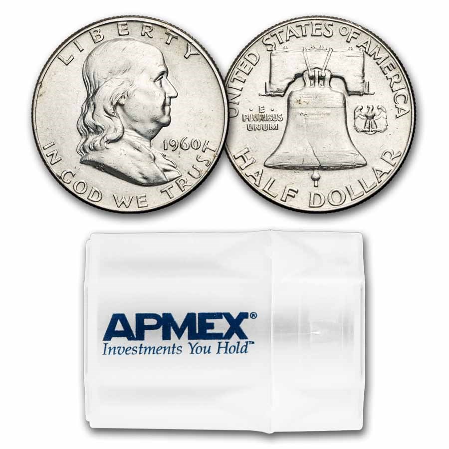 1960 Franklin Half Dollar 20-Coin Roll Avg Circ