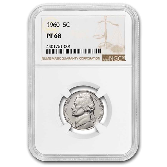 1960 Jefferson Nickel PF-68 NGC 1960 Jefferson Nickel PF-68 NGC