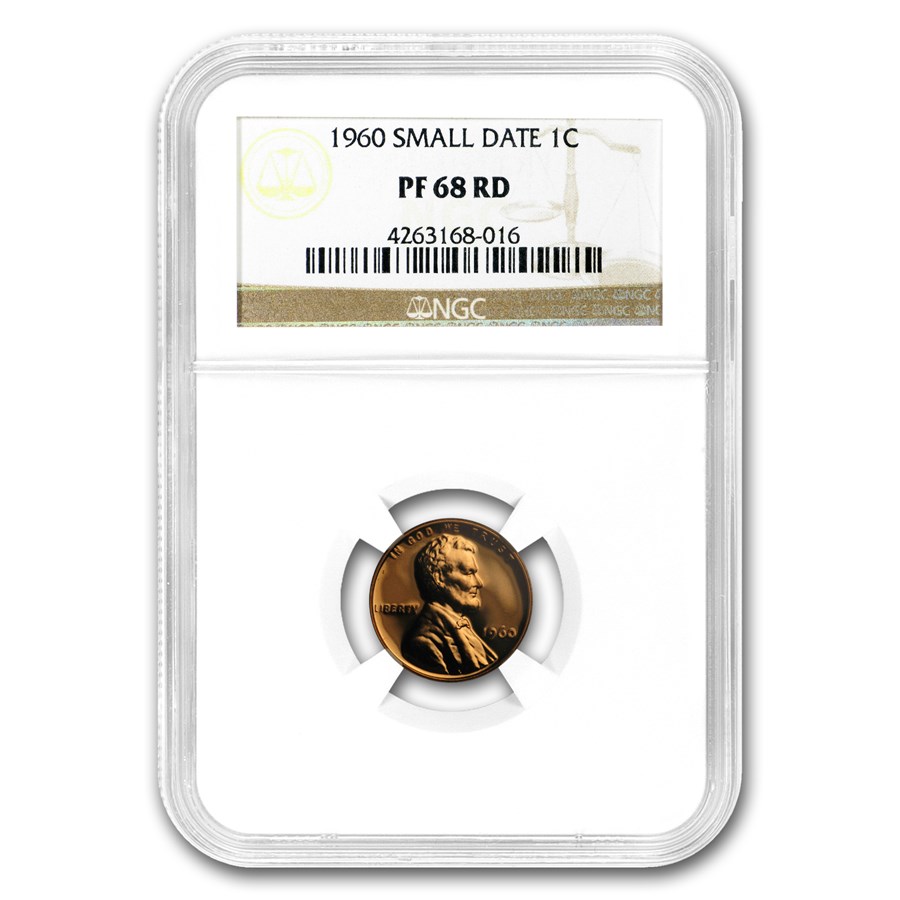 1960 Lincoln Cent PF-68 NGC (Red, Small Date)
