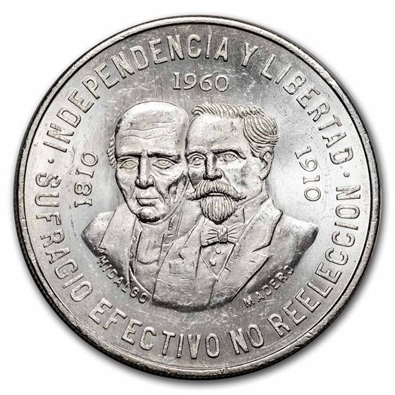 1960 Mexico Silver 10 Pesos 150th Anniversary AU/BU 1960 Mexico Silver 10 Pesos 150th Anniversary AU/BU