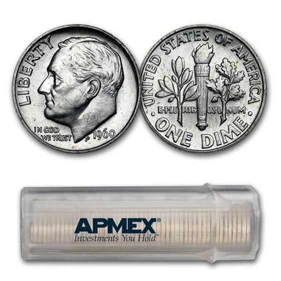 1960 Roosevelt Dime 50-Coin Roll BU 1960 Roosevelt Dime 50-Coin Roll BU