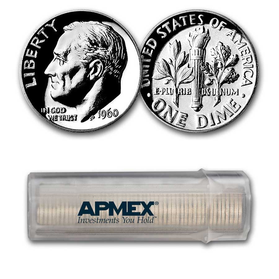 1960 Roosevelt Dime 50-Coin Roll Proof