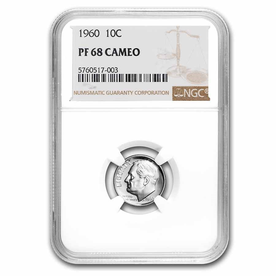 1960 Roosevelt Dime PF-68 Cameo NGC