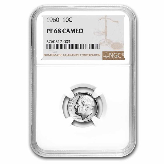 1960 Roosevelt Dime PF-68 Cameo NGC 1960 Roosevelt Dime PF-68 Cameo NGC