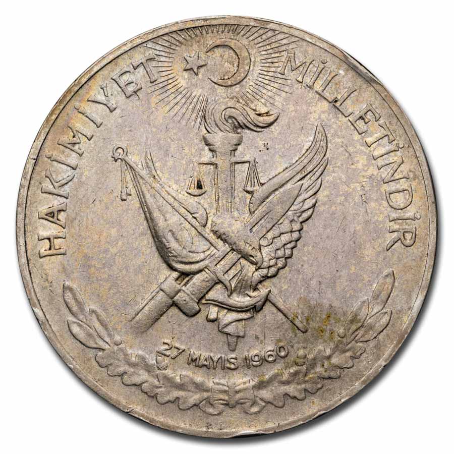 1960 Turkey Silver 10 Lira Avg Circ
