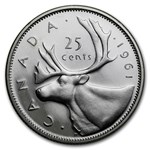 1961 Canada Silver 25 Cents BU/Prooflike