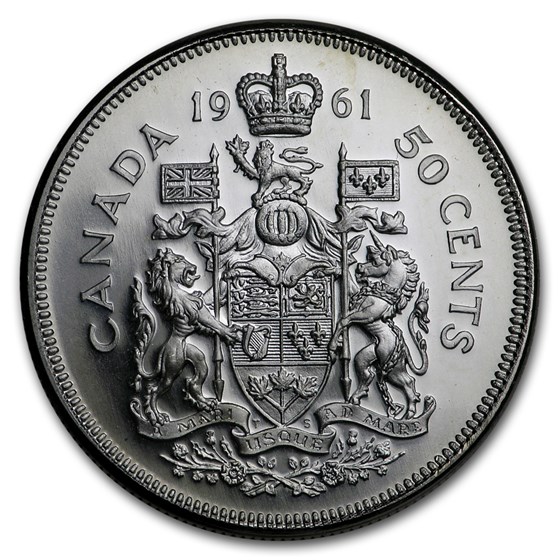 1961 Canada Silver 50 Cents Elizabeth II BU/Prooflike