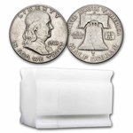 1961-D Franklin Half Dollar 20-Coin Roll Avg Circ
