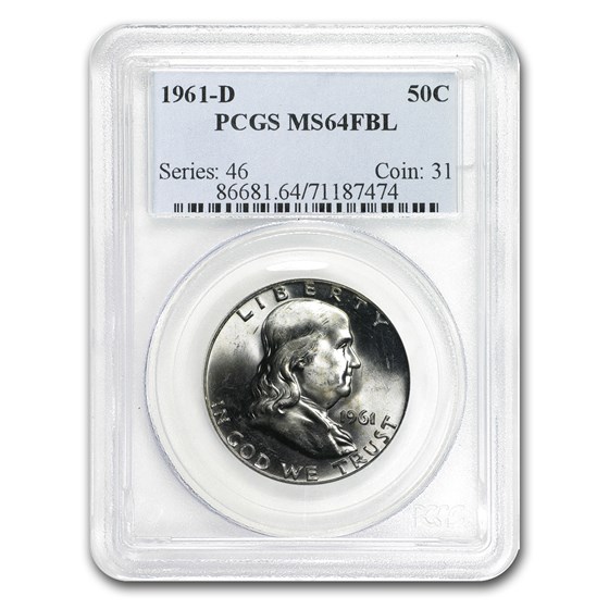 1961-D Franklin Half Dollar MS-64 PCGS (FBL) 1961-D Franklin Half Dollar MS-64 PCGS (FBL)