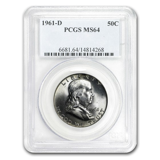 1961-D Franklin Half Dollar MS-64 PCGS 1961-D Franklin Half Dollar MS-64 PCGS