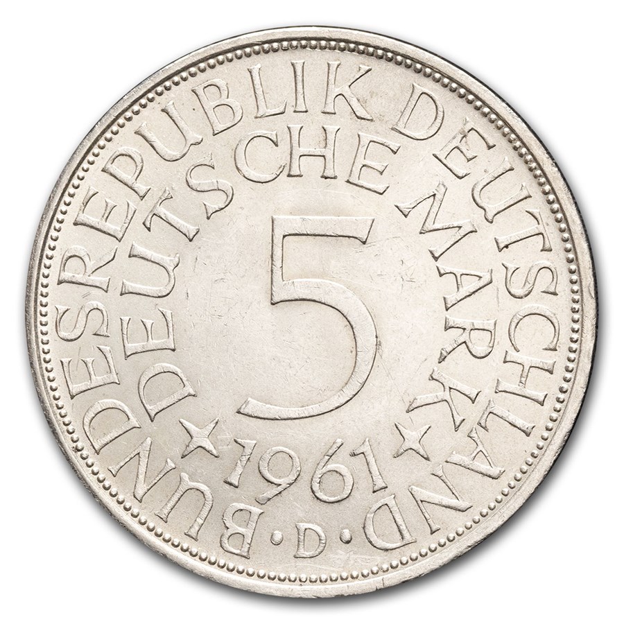 1961-D Germany Silver 5 Deutsche Mark AU